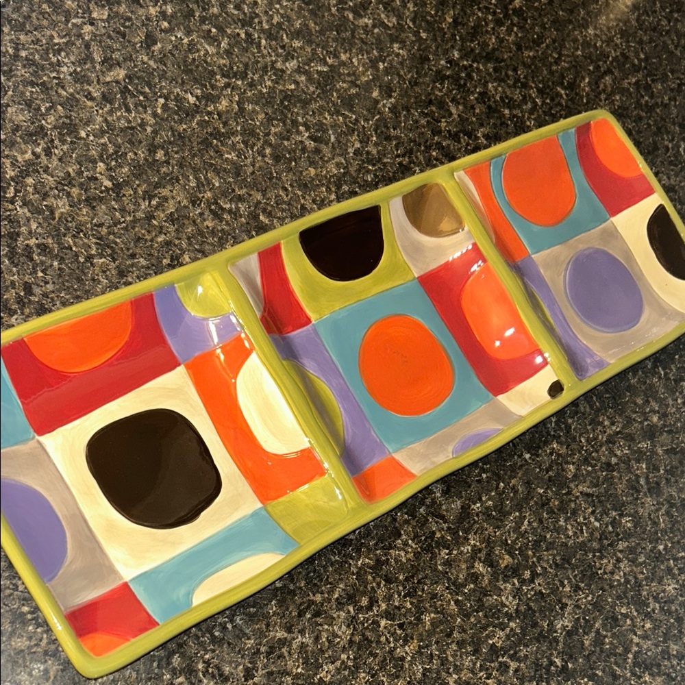 Pier 1 Multicolor Ceramic Divided Serving Tray